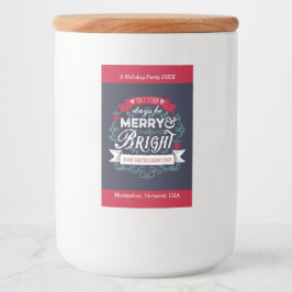 Merry & Bright Weihnachtstypografie Custom Banner Lebensmitteletikett