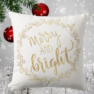 Merry & Bright - White & Gold - Weihnachten Kissen