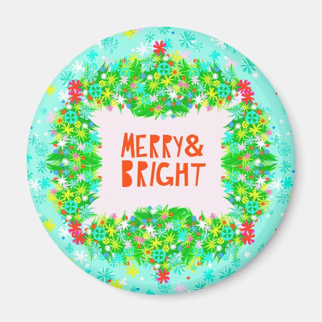 Merry & Bright Wreath Magnet (Vorne)