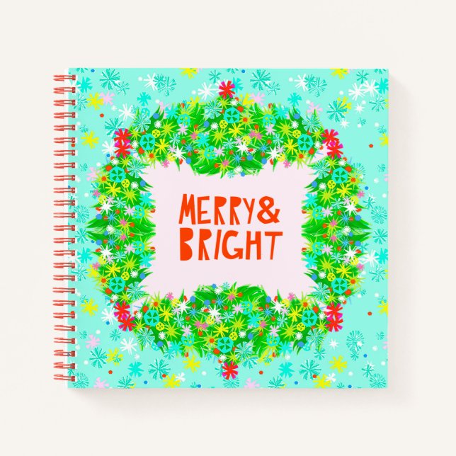Merry & Bright Wreath Notizbuch (Vorderseite)