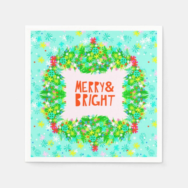 Merry & Bright Wreath Serviette (Vorderseite)