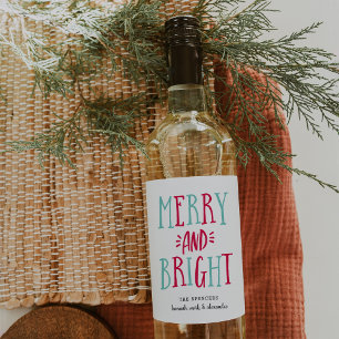Merry & Bright ZollWeihnachtsWeihnachten Weinetikett