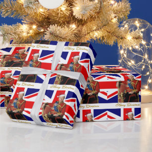 Merry British Christmas King Charles III Geschenkpapier