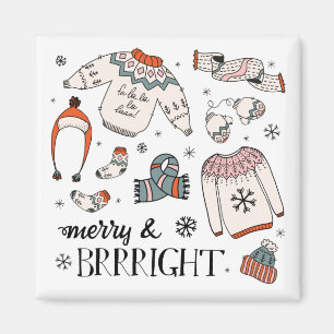 Merry & Brright Winter Kleidung Weihnachten Magnet