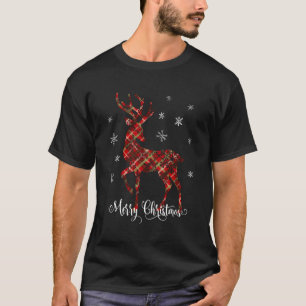 Merry Buffalo Red Kariert Deer Snowflake Rentier F T-Shirt