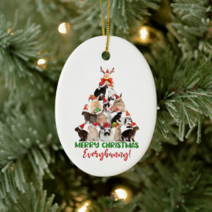 Merry Bunny Christmas Keramik Ornament
