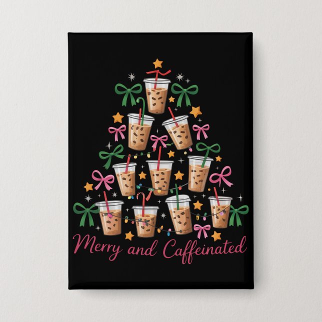 Merry & Caffeinated Xmas Coquette Coffee Latte Button (Vorderseite)