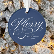Merry Calligraphy Script Navy Blue Foto