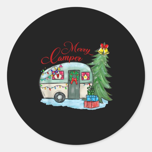 Merry Camper Christmas Santa Camper Camng Truck Xm Runder Aufkleber (Vorderseite)