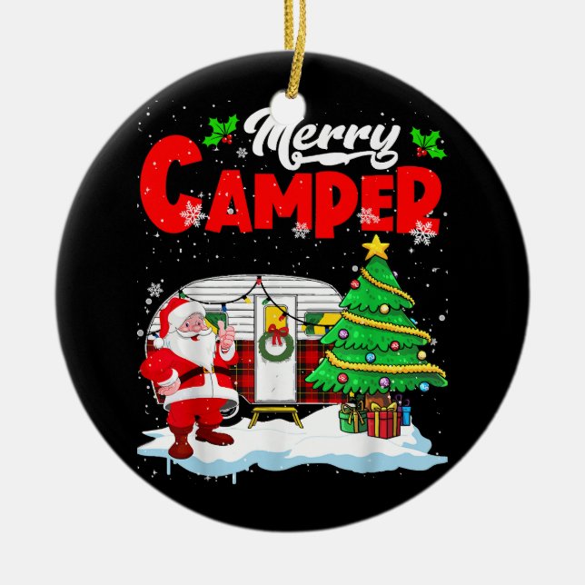 Merry Camper Weihnachten Weihnachtsmann Camper Cam Keramik Ornament (Vorne)