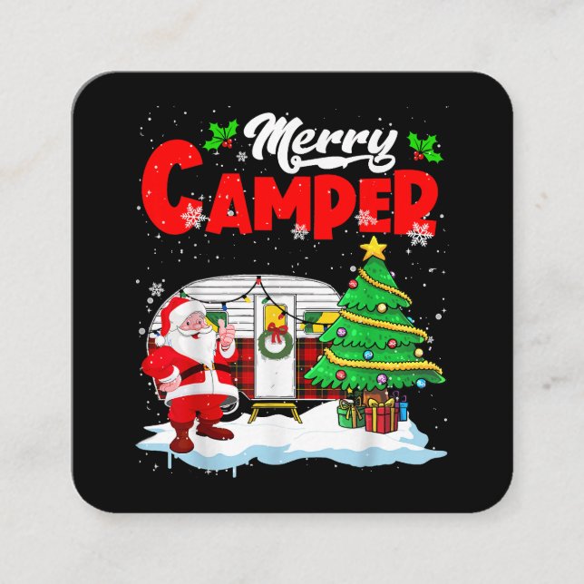 Merry Camper Weihnachten Weihnachtsmann Camper Cam Quadratische Visitenkarte (Vorderseite)