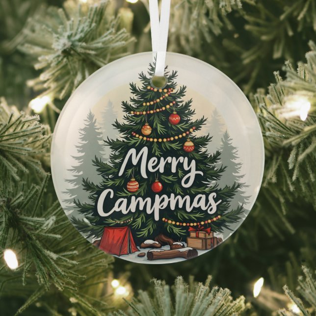 Merry Campmas Camping Thema Weihnachtsbaum Ornament Aus Glas (InSitu)
