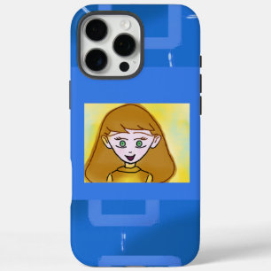 Merry Cartoon Blue Geometric iPhone / iPad Gehäuse 16 Pro Max Hülle