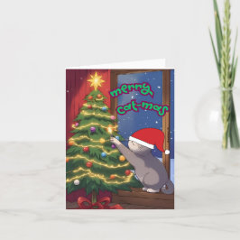 Merry Cat-mas Niedliches Design Feiertagskarte