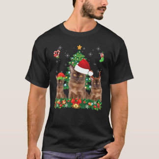 Merry Catmas Burmese Santa Elf Reindeer Cat Christ T-Shirt