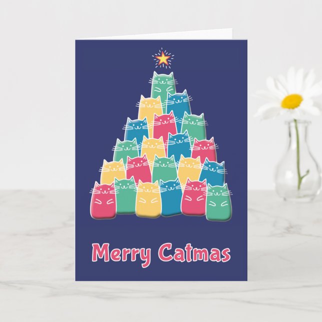 Merry Catmas Cat Christmas Card Karte (Kleine Pflanze)