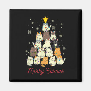 Merry Catmas Cat Christmas Tree Cat Lover Magnet