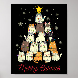 Merry Catmas Cat Christmas Tree Cat Lover Poster