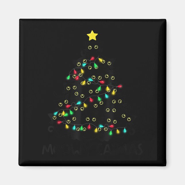 Merry Catmas Cat Christmas Tree Kids Girls Boys Me Magnet (Vorne)