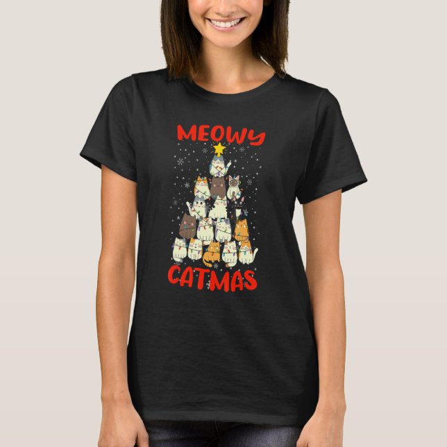 Merry Catmas  Cat Mom Cat Dad Christmas Cat  2 T-Shirt (Vorderseite)