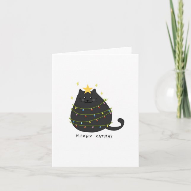 Merry Catmas Cat tree Christmas Card Karte (Vorderseite)