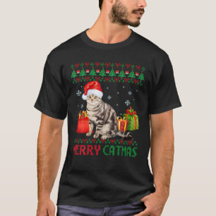 Merry Catmas Cat Ugly Christmas American Shorthair T-Shirt
