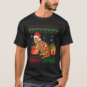 Merry Catmas Cat Ugly Christmas Bengal Mery Catmas T-Shirt