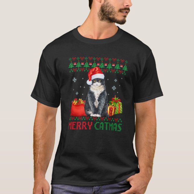 Merry Catmas Cat Ugly Christmas British Shorthair T-Shirt (Vorderseite)