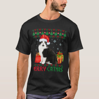 Merry Catmas Cat Ugly Christmas Cymric Mama Vater T-Shirt