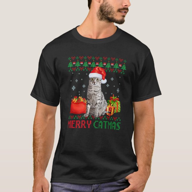 Merry Catmas Cat Ugly Christmas Egyptian Mau Mama  T-Shirt (Vorderseite)