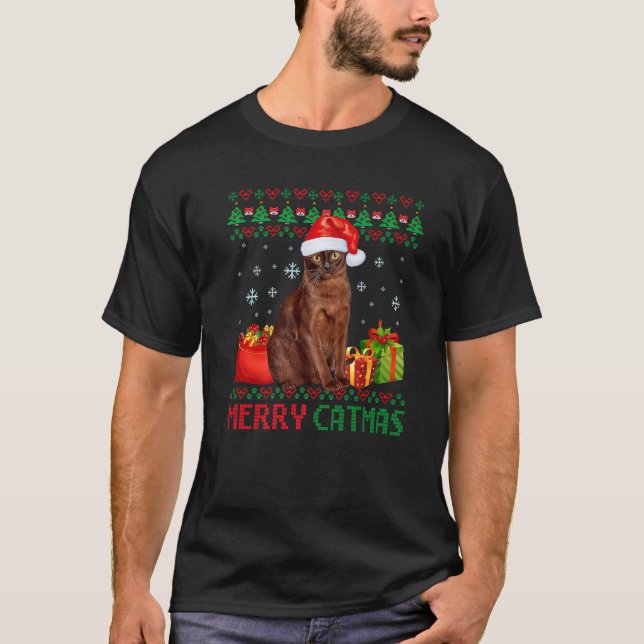 Merry Catmas Cat Ugly Christmas Havana Brown Mama  T-Shirt (Vorderseite)
