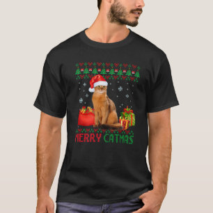 Merry Catmas Cat Ugly Christmas Somali Catt Mama D T-Shirt