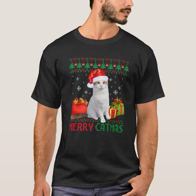 Merry Catmas Cat Ugly Christmas Turkish Van Mama D T-Shirt (Vorderseite)