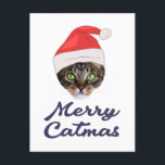 Merry Catmas, Christmas Cat Santa hat Invitation Postkarte<br><div class="desc">Awesome and lovely cat design showing a cute cat with a Santa hat saying “Merry Catmas”. A must for all cat lover for coming Christmas holidays.</div>