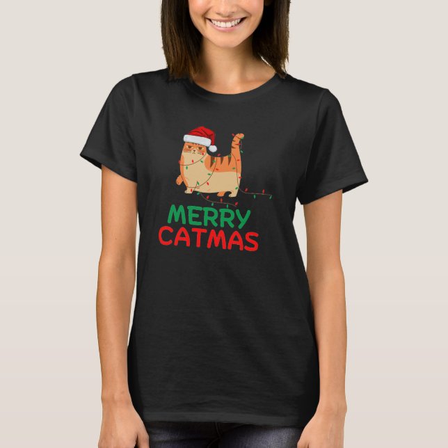Merry Catmas Christmas Funny T-Shirt (Vorderseite)