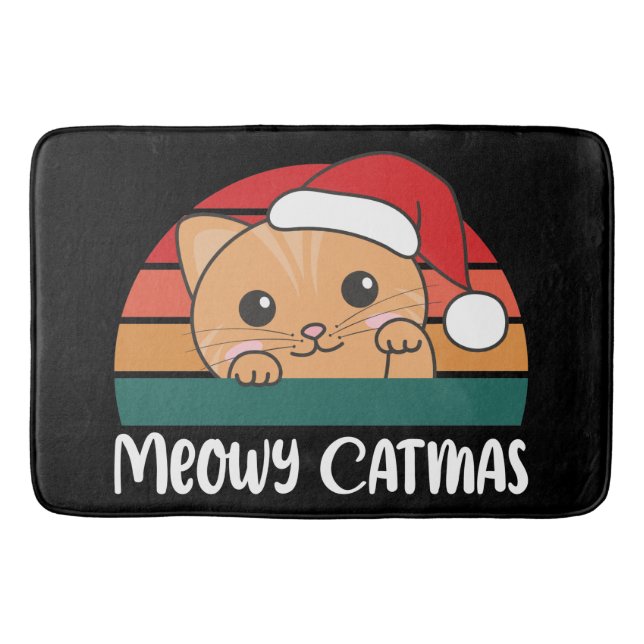 Merry Catmas Funny Cat Christmas Pun Bath Mat Badematte (Vorderseite)