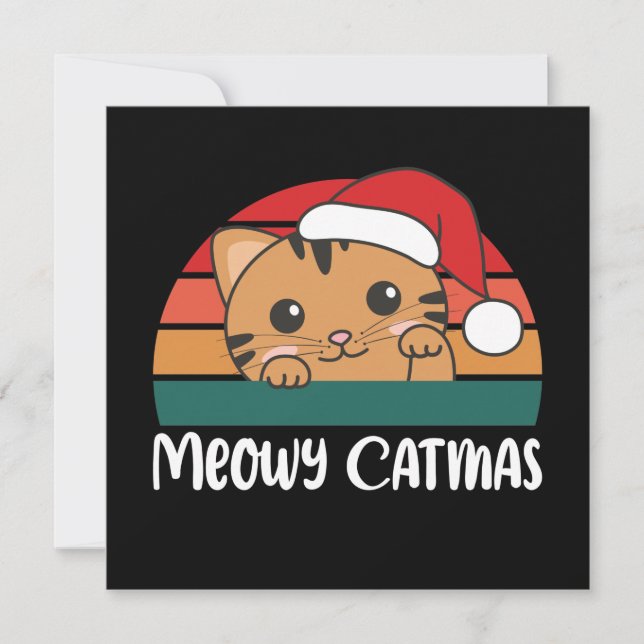 Merry Catmas Funny Cat Christmas Pun Einladung (Vorderseite)