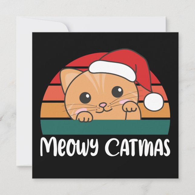 Merry Catmas Funny Cat Christmas Pun Einladung (Vorderseite)