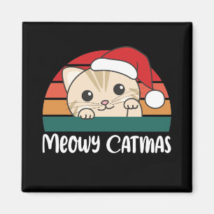 Merry Catmas Funny Cat Christmas Pun Magnet