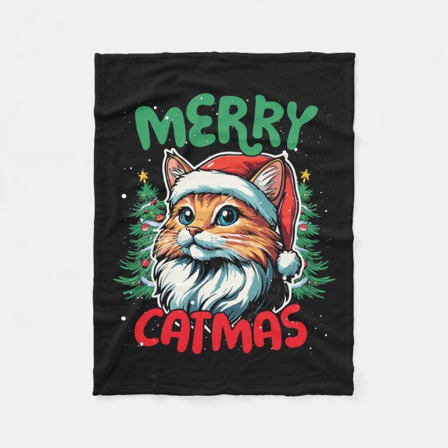 Merry Catmas Funny Christmas Duck Lover Fleecedecke (Vorderseite)