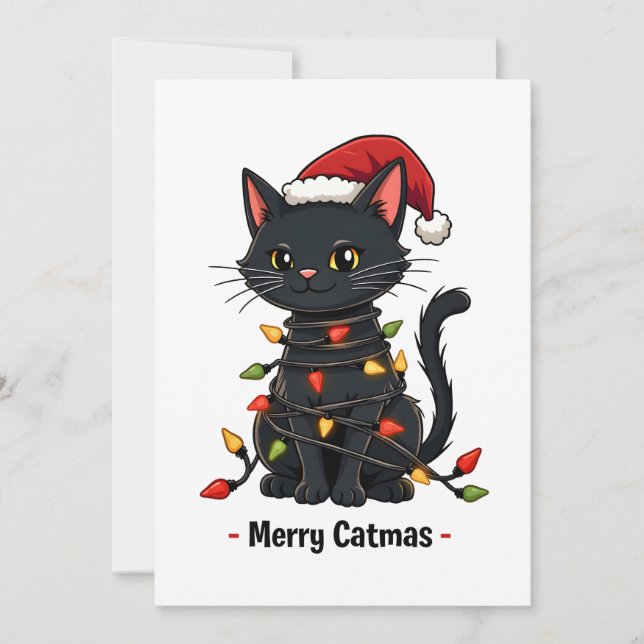 Merry Catmas Funny Christmas Feline Cat Lover Dankeskarte (Vorderseite)