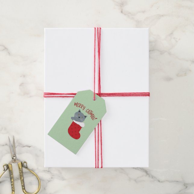 Merry Catmas Geschenkanhänger (Mit Garn)