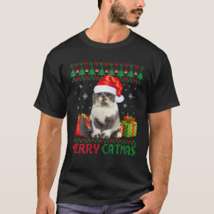 Merry Catmas Katze Ugly Christmas Kurzhaar Exotic  T-Shirt