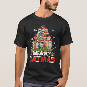 Merry Catmas Katze Weihnachten Pajamas X Mas Ugly T-Shirt
