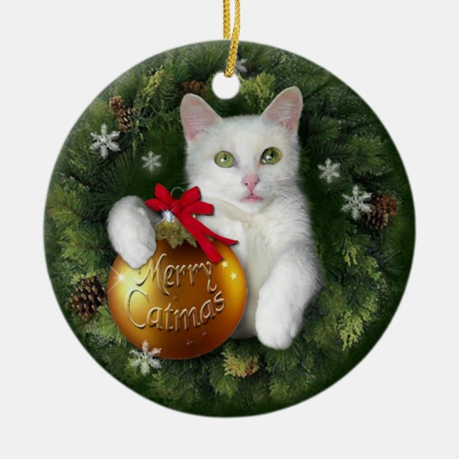 Merry Catmas Keramik Ornament (Vorne)