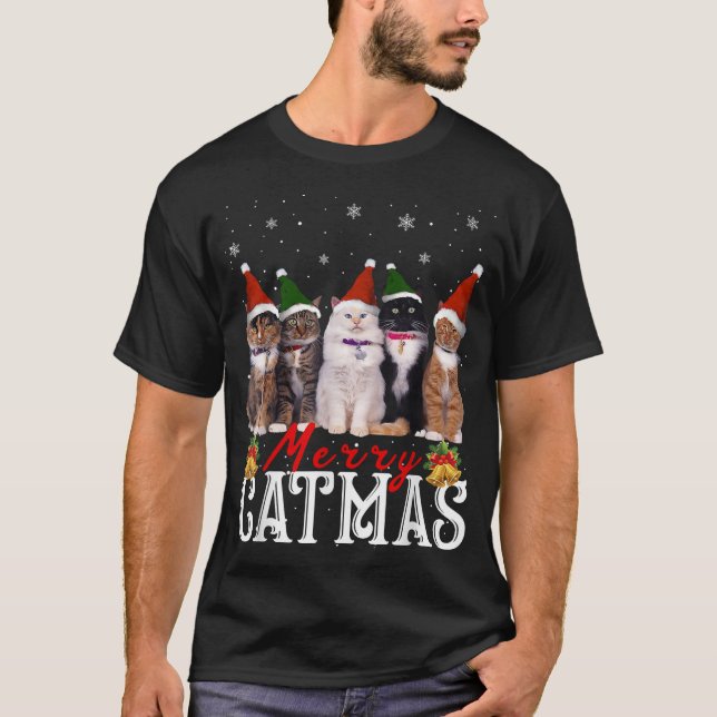 Merry Catmas Matching Family Cat Lover Xmas T-Shirt (Vorderseite)