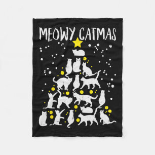 Merry Catmas Meow Christmas Tree Catmas Katze Chri Fleecedecke
