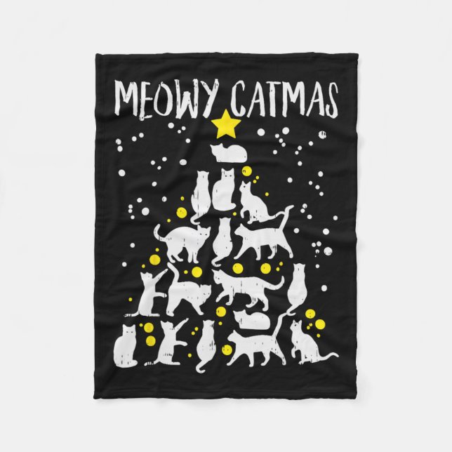 Merry Catmas Meow Christmas Tree Catmas Katze Chri Fleecedecke (Vorderseite)