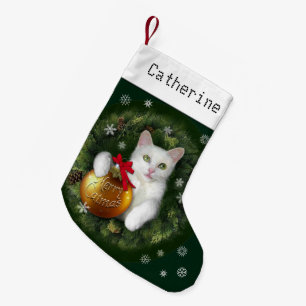 Merry Catmas mit (oder ohne) Ihrem Namen Kleiner Weihnachtsstrumpf