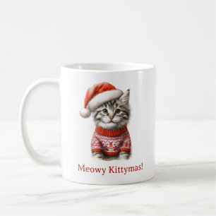 Merry Catmas Niedlich Tabby Kitten Weihnachten Kaffeetasse